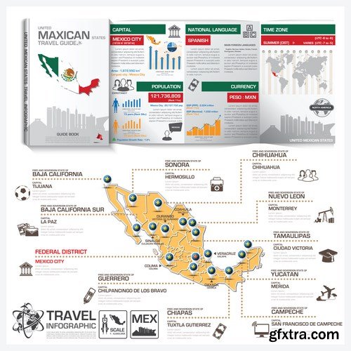 Travel Guide Book Business Infographic - 12xEPS