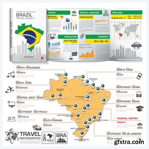 Travel Guide Book Business Infographic - 12xEPS