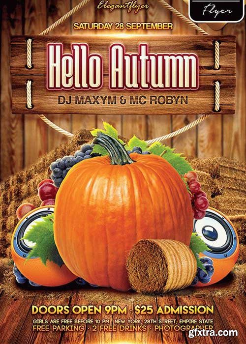 Hello Autumn Party Flyer PSD V3 Template + Facebook Cover