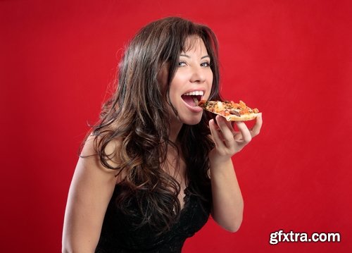 Collection of woman girl eating pizza 25 HQ Jpeg