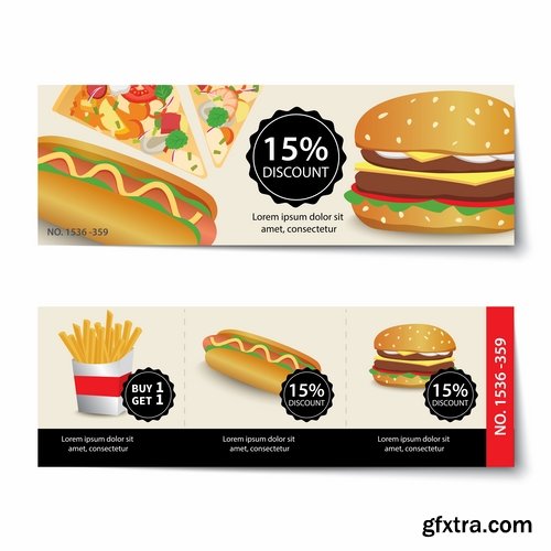 Collection complimentary gift certificate card banner flyer food menu food 25 EPS