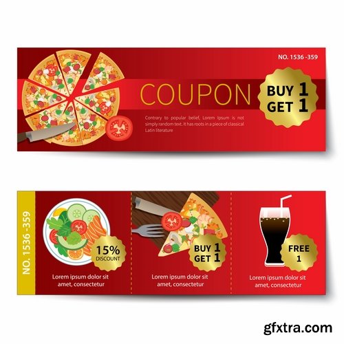 Collection complimentary gift certificate card banner flyer food menu food 25 EPS