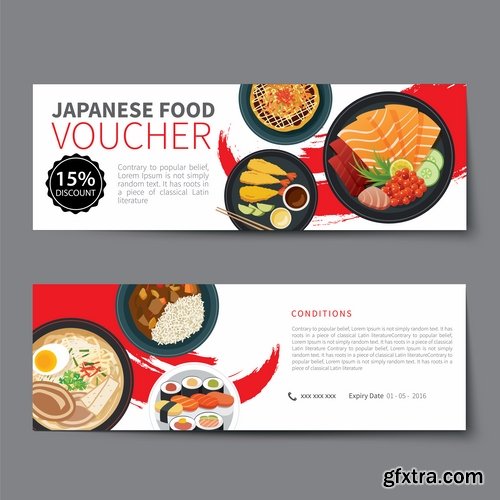 Collection complimentary gift certificate card banner flyer food menu food 25 EPS