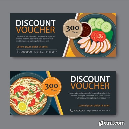 Collection complimentary gift certificate card banner flyer food menu food 25 EPS