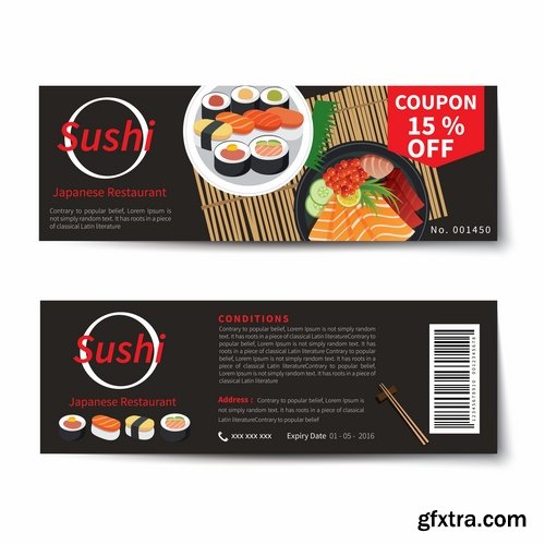 Collection complimentary gift certificate card banner flyer food menu food 25 EPS