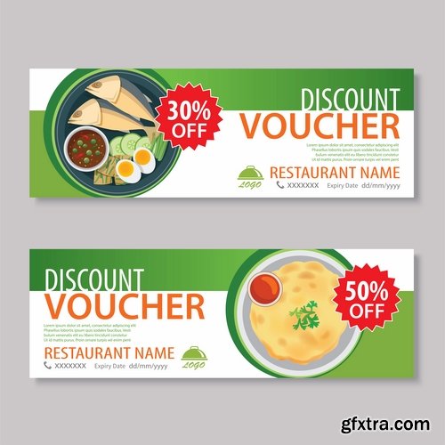 Collection complimentary gift certificate card banner flyer food menu food 25 EPS