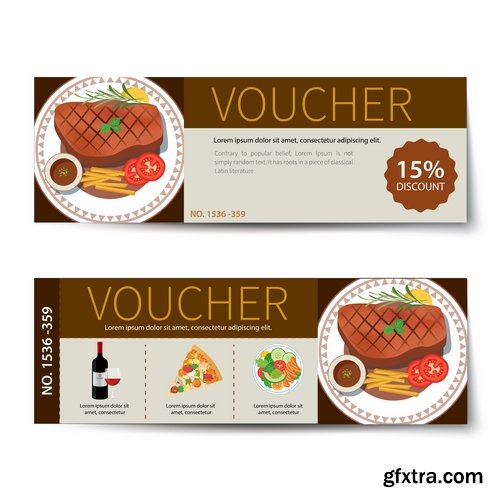 Collection complimentary gift certificate card banner flyer food menu food 25 EPS