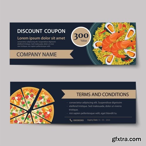 Collection complimentary gift certificate card banner flyer food menu food 25 EPS