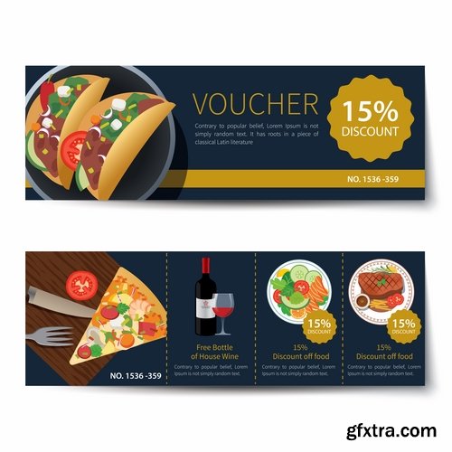 Collection complimentary gift certificate card banner flyer food menu food 25 EPS