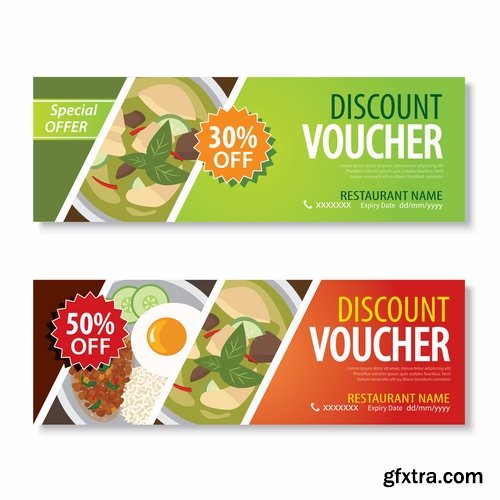 Collection complimentary gift certificate card banner flyer food menu food 25 EPS