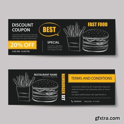 Collection complimentary gift certificate card banner flyer food menu food 25 EPS