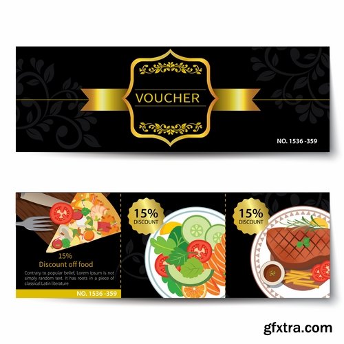 Collection complimentary gift certificate card banner flyer food menu food 25 EPS