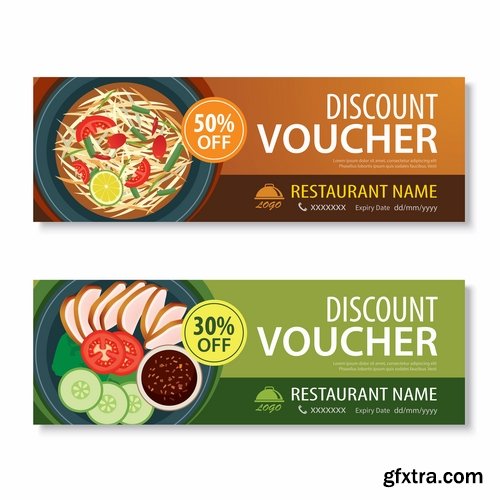 Collection complimentary gift certificate card banner flyer food menu food 25 EPS