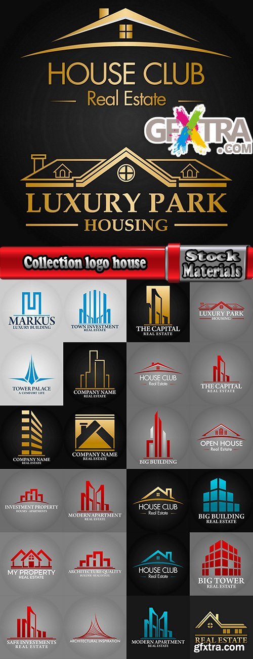 Collection logo house building corporation icon web design element site 6-25 EPS