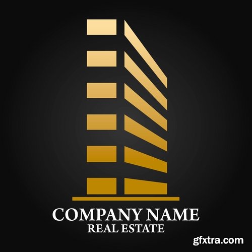 Collection logo house building corporation icon web design element site 6-25 EPS