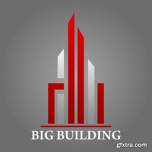 Collection logo house building corporation icon web design element site 6-25 EPS