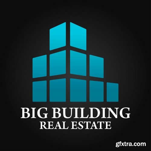 Collection logo house building corporation icon web design element site 6-25 EPS