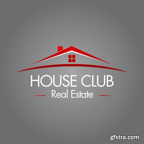 Collection logo house building corporation icon web design element site 6-25 EPS