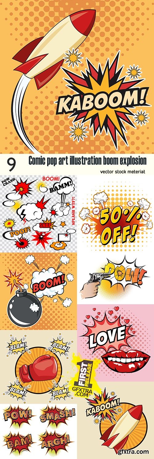 Comic pop art illustration boom explosion