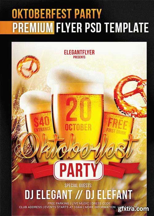 Oktoberfest Party Flyer PSD V2 Template + Facebook Cover