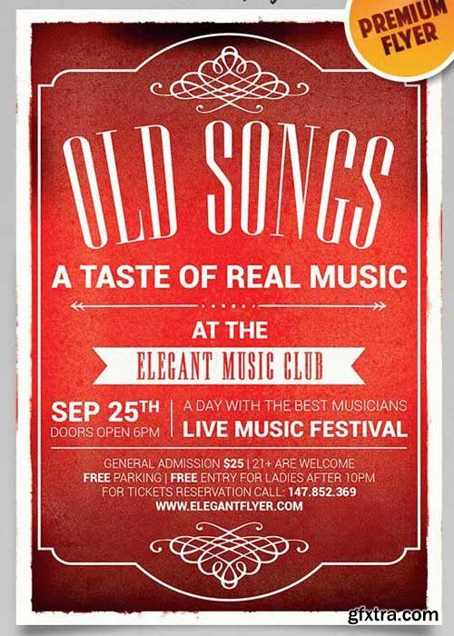 Old Songs V1 Flyer PSD Template + Facebook Cover