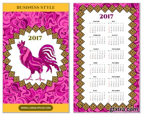 Luxury colorful 2017 year calendar template