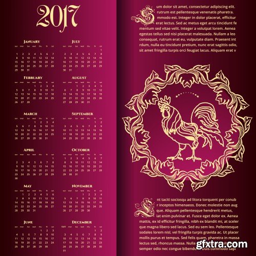 Luxury colorful 2017 year calendar template