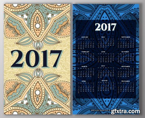 Luxury colorful 2017 year calendar template