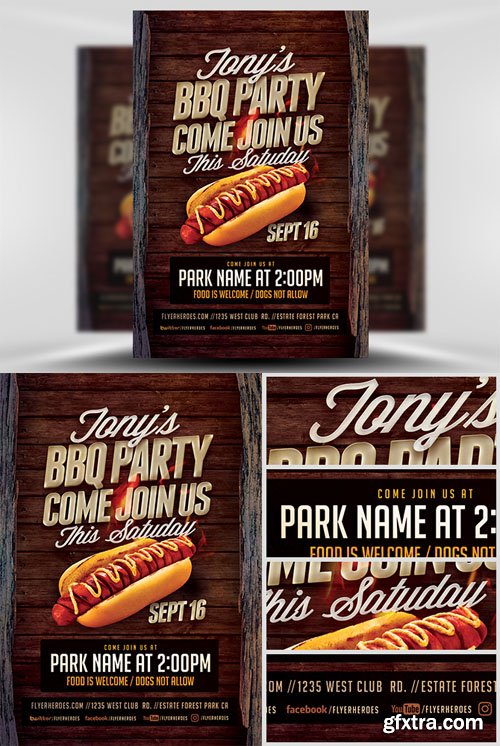 Tonys BBQ Party Flyer Template