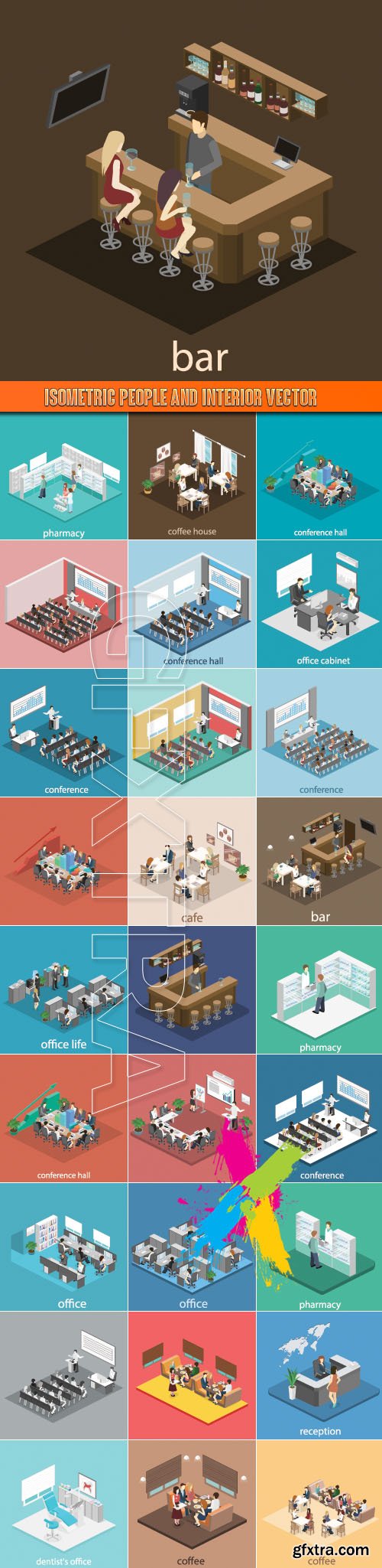 Isometric people and interior vector