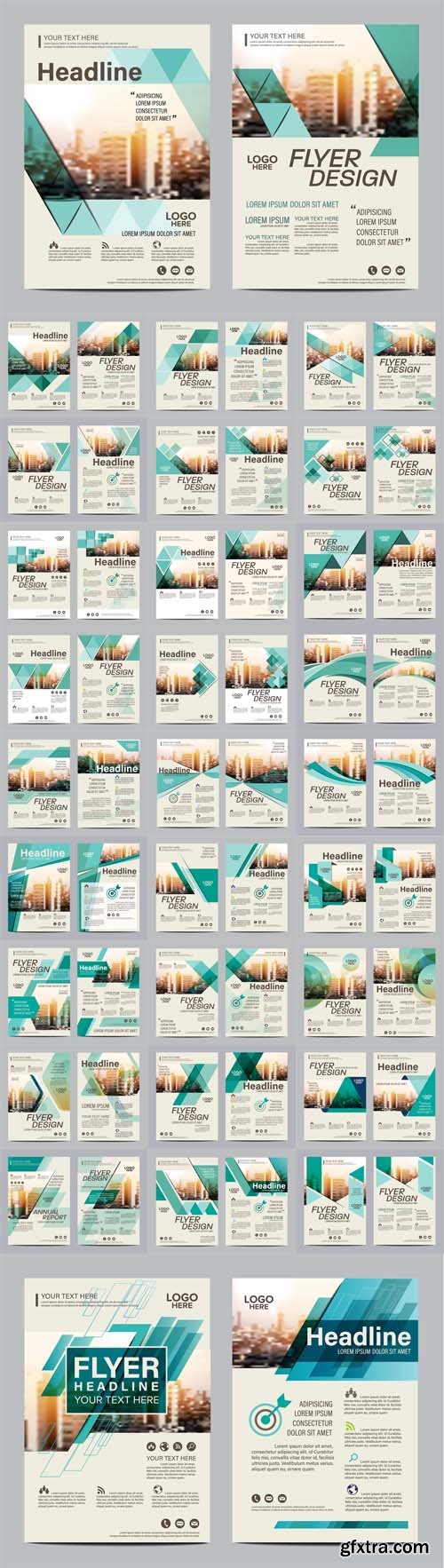 Vector Set - Green Brochure Layout Design Template