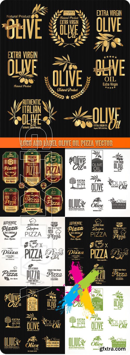 Logo and label olive oil pizza vector