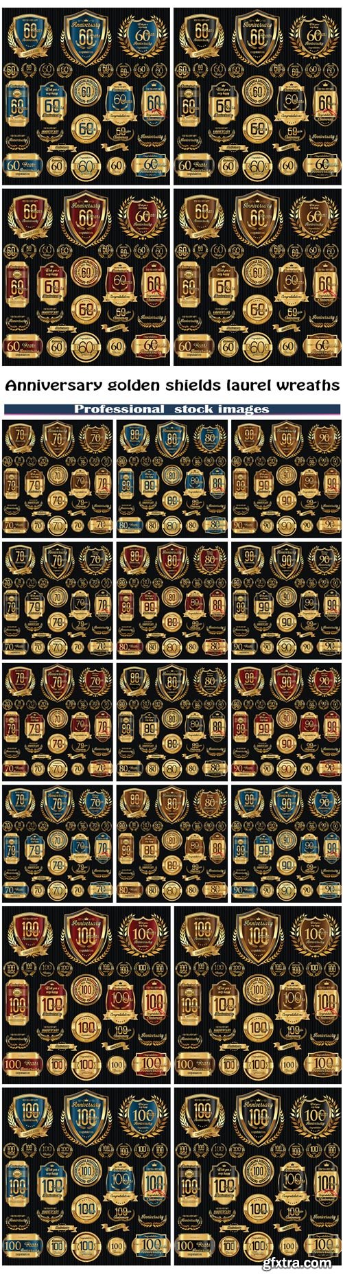 Anniversary golden shields laurel wreaths and badges collection #3