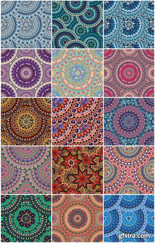 Flower Ethnic Ornaments & Backgrounds - 25xEPS