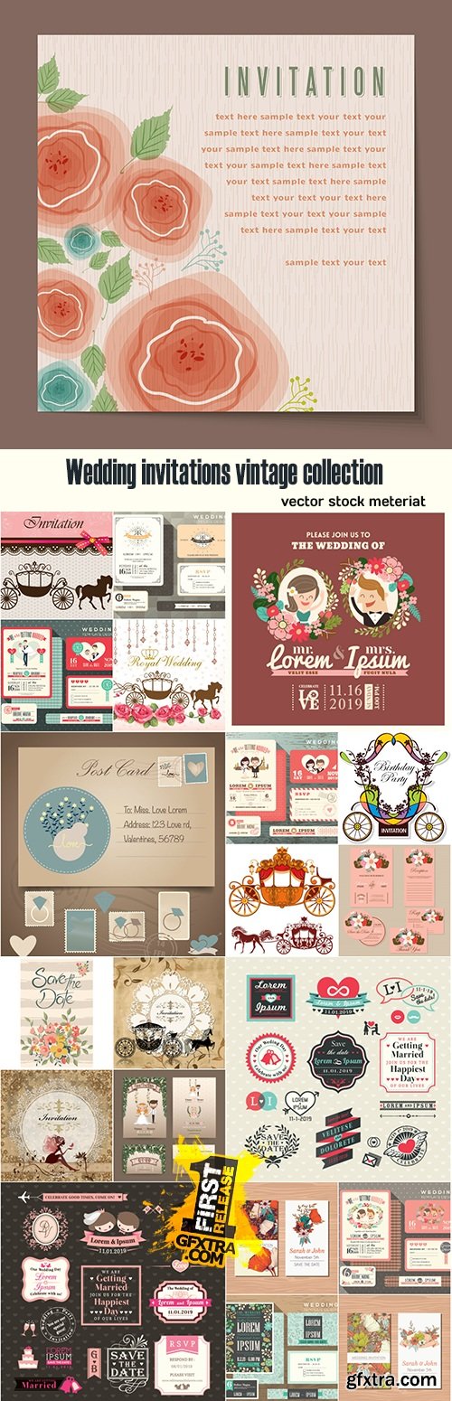 Wedding invitations vintage collection