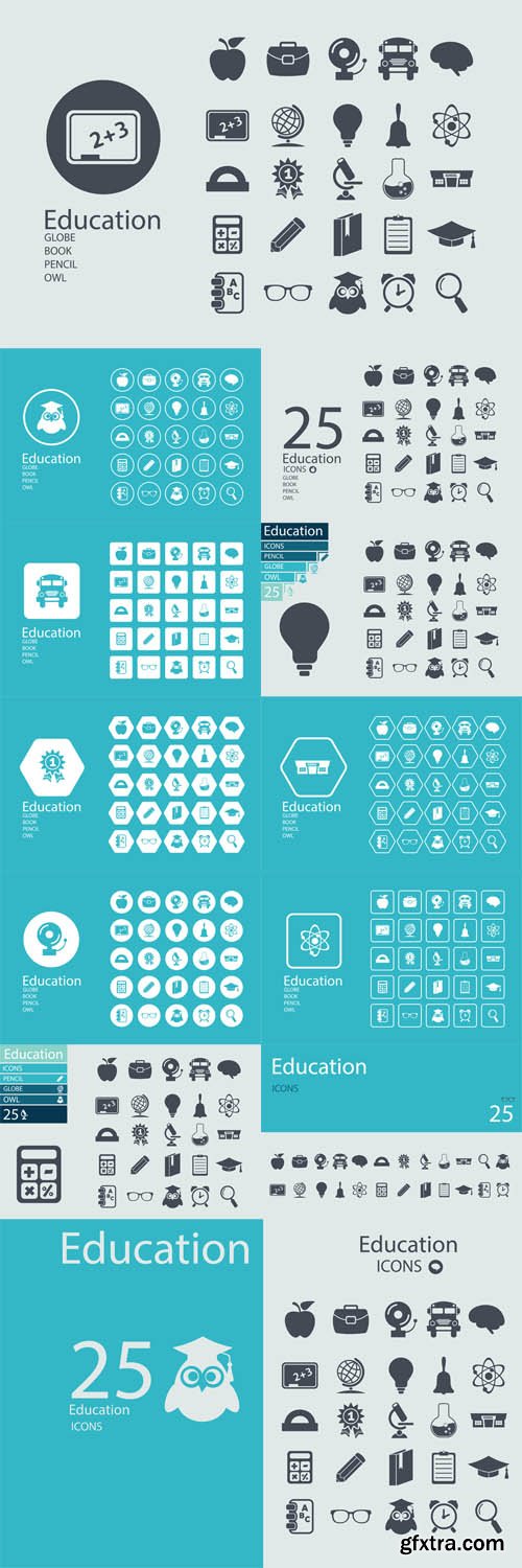 Vector Set - Flat Design Concept Icons for Education