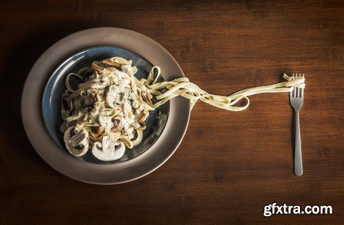 Pasta with mushrooms - 5 UHQ JPEG