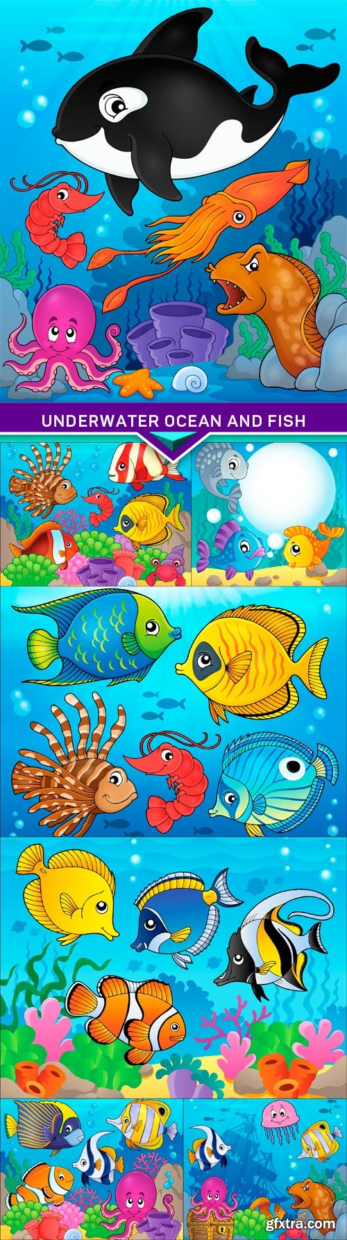 Underwater ocean and fish vector illustration 7X EPS