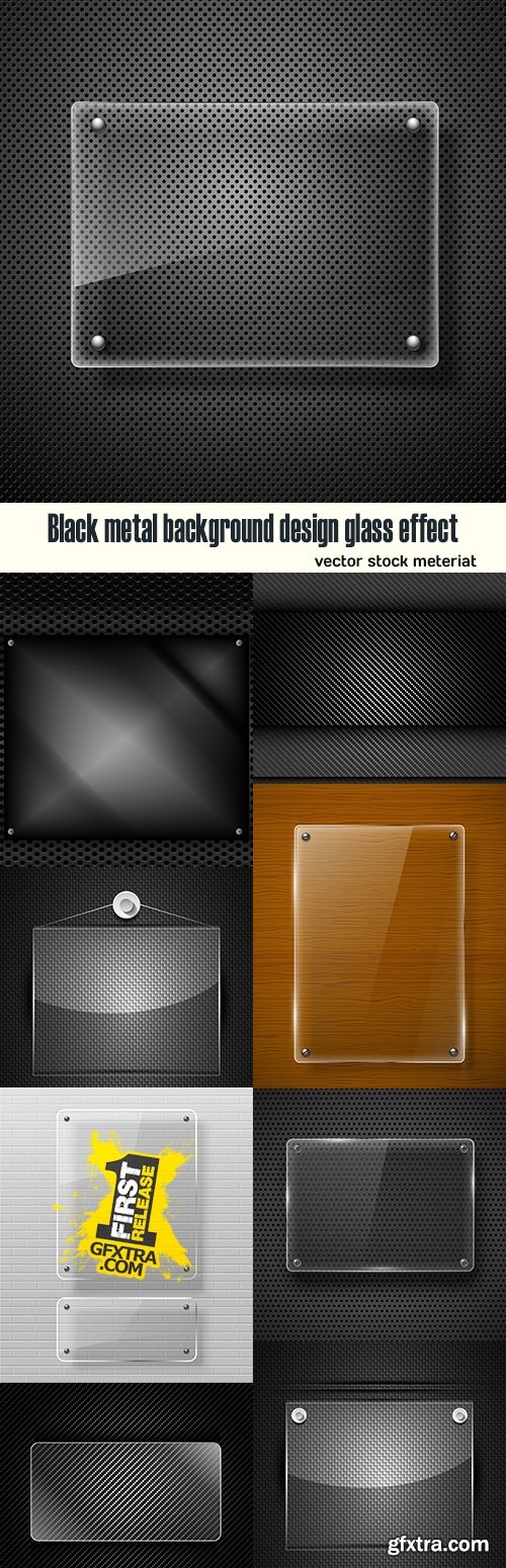 Black metal background design glass effect