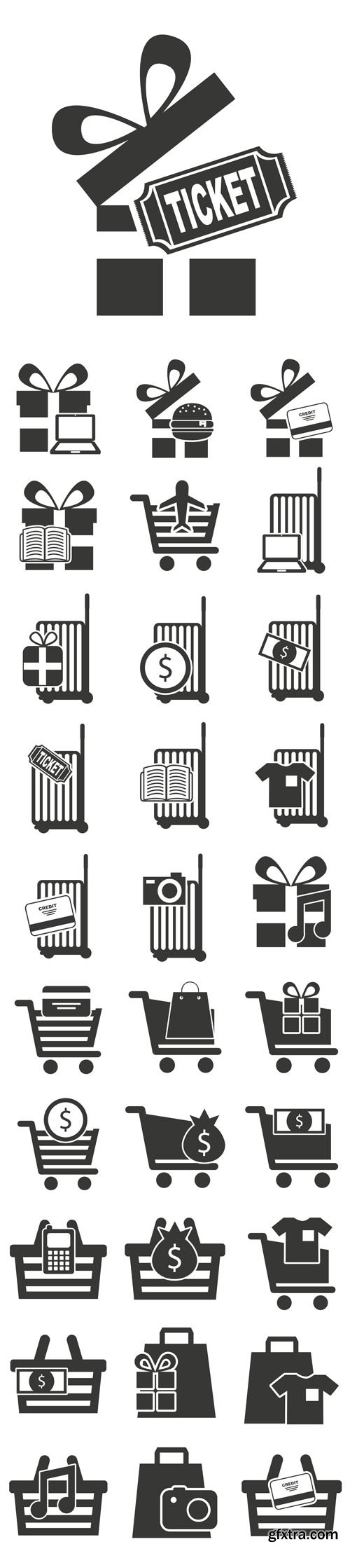 Vector Set - Shopping Commercial Icon Isolated Illustration Design
