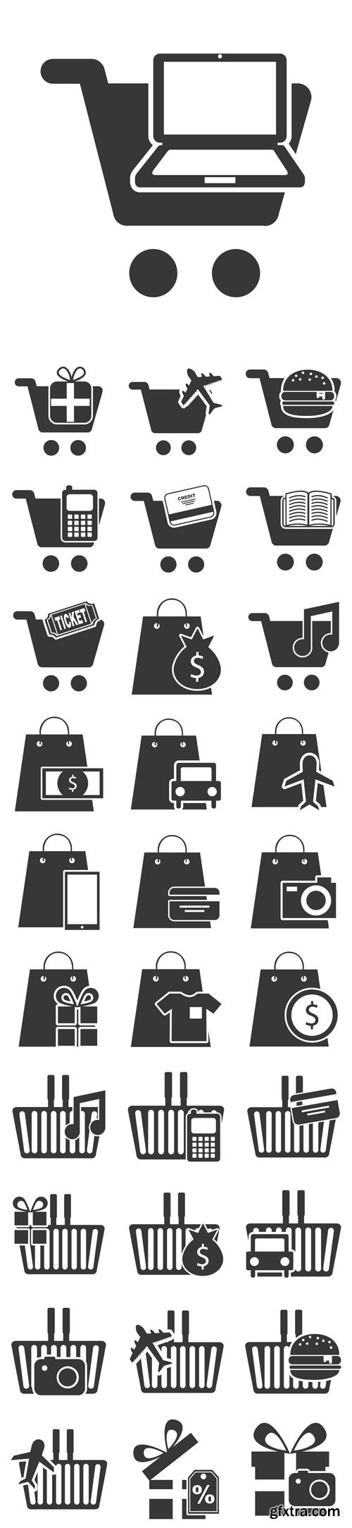 Vector Set - Shopping Commercial Icon Isolated Illustration Design 2