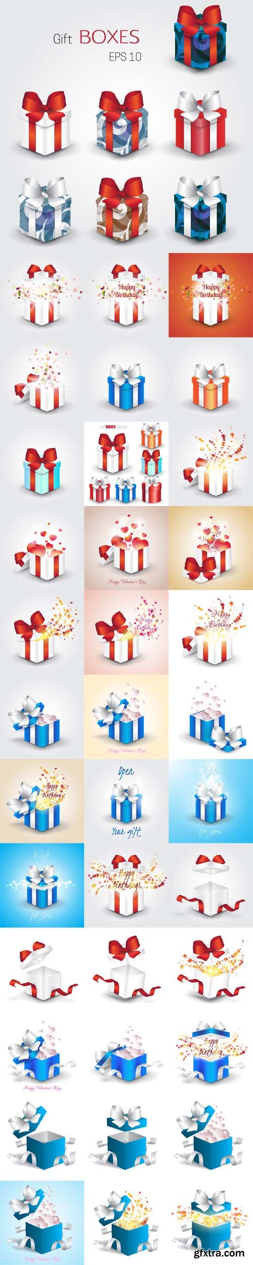 Vector Set - Gift Boxes with a Bow