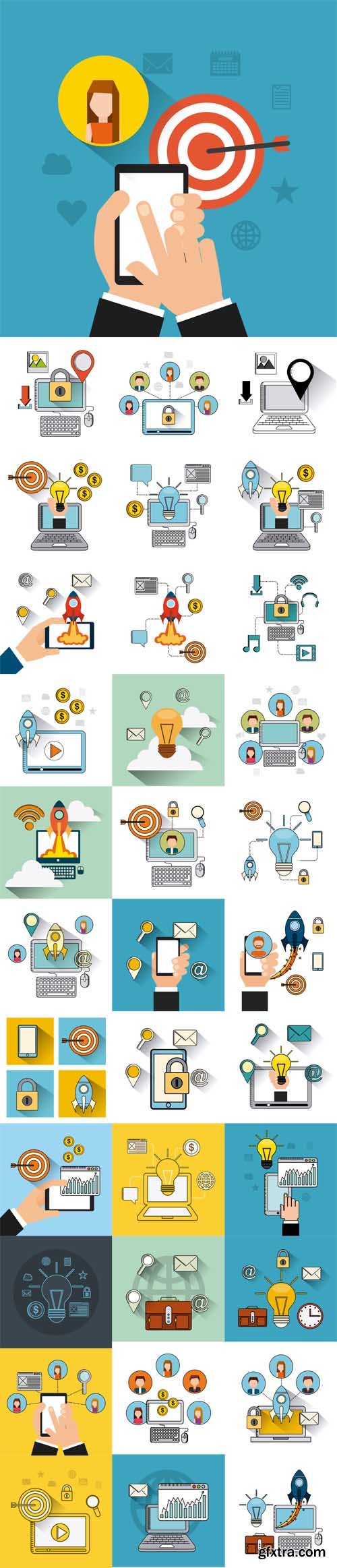 Vector Set - Search Engine Optimization Flat Icons Illustration Design 2