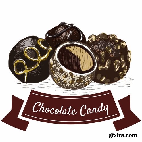 Collection of meat chocolate coffee drink cocktail drawn vector illustration picture 25 EPS