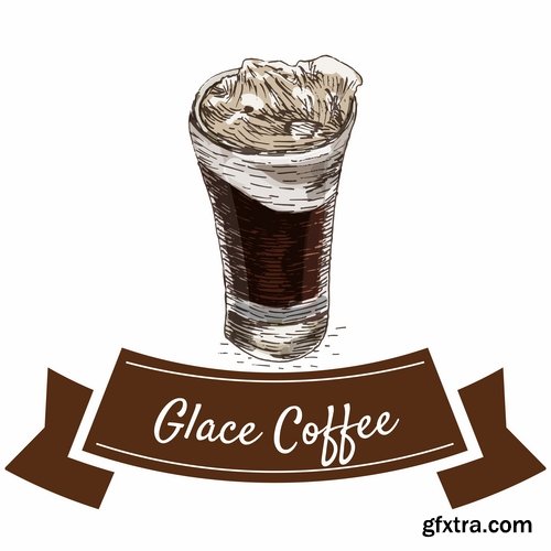 Collection of meat chocolate coffee drink cocktail drawn vector illustration picture 25 EPS