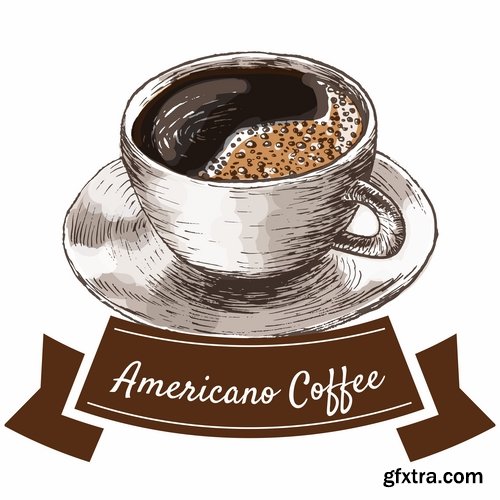 Collection of meat chocolate coffee drink cocktail drawn vector illustration picture 25 EPS