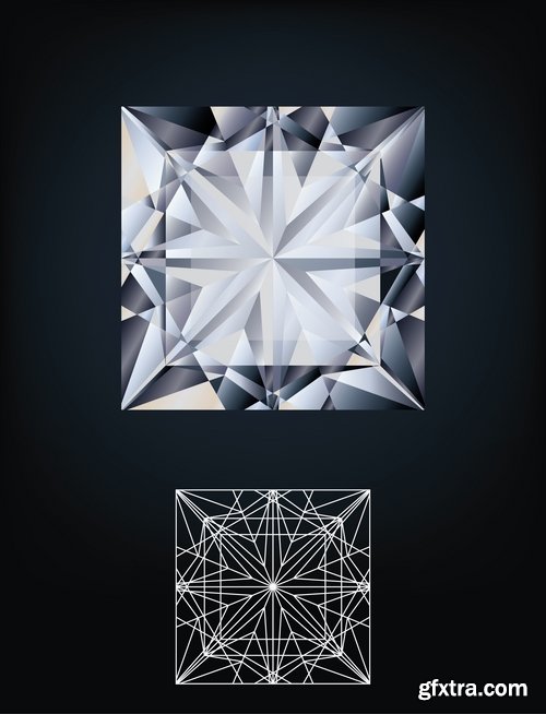 Collection diamond crystal diamond gem a vector Image 25 EPS