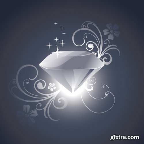 Collection diamond crystal diamond gem a vector Image 25 EPS