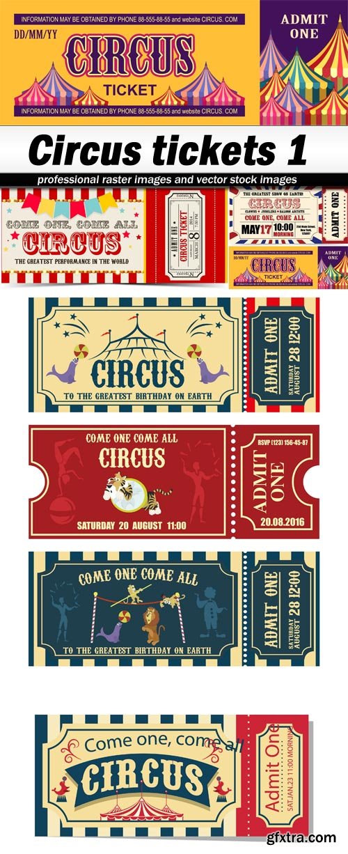 Circus tickets 1 - 5 EPS