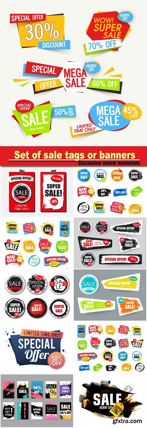 Set of sale tags or banners